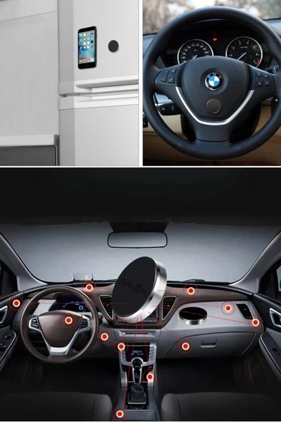 Tüm Modellerle Uyumlu Manyetik Araç İçi Telefon Tutucu Çok Amaçlı Güçlü Mıknatıs Tutucu - Resim 7