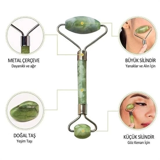 2li Set Çift Taraflı Cilt Temizleme Fırçası Ve Yeşim Taşı Çift Taraflı Cilt Masaj Aleti - Resim 3