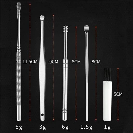 6 Parça Paslanmaz Çelik Kulak Balmumu Toplayıcı Çıkarıcı Temizleyici Bakımı Çubuk Seti - Resim 4