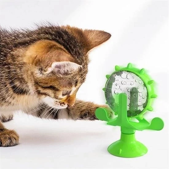 ® Vantuzlu Zilli İnteraktif Dönebilen Mama Kaplı Renkli Eğlenceli Eğitici Kedi Oyuncağı - Resim 2