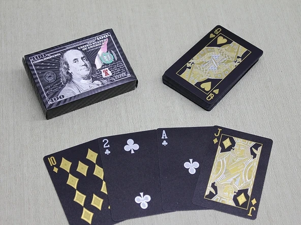 Gümüş Dolar Tasarımlı Siyah İskambil Oyun Kartı ürün görseli 1