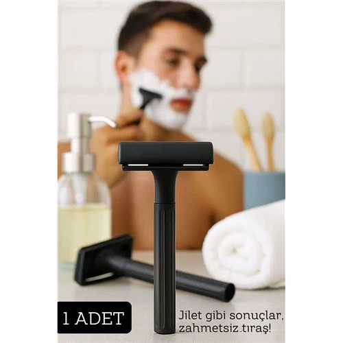 Şık Siyah Plastik Tıraş Aleti – Jilet Takılabilir, Ergonomik Saplı ürün görseli 1