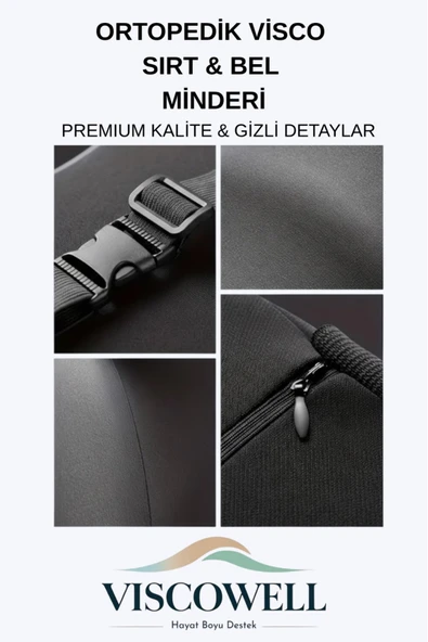 Ortopedik Visco Sırt & Bel Minderi Sırt Minderi Ortopedik Bel Minderi %100 Visco Destek Minder - Resim 6