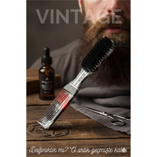 Vintage Sakal Bıyık Tarama Fırçası Çift Taraflı Sakal Tarak ve Fırça – Şekillendirici, Anti-Statik ürün görseli 1