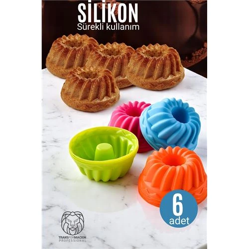 Silikon Göbekli Muffin CupCake Kalıbı - Sürekli Kullanım Muffin Kek Kalıbı 6 ADET ürün görseli 1