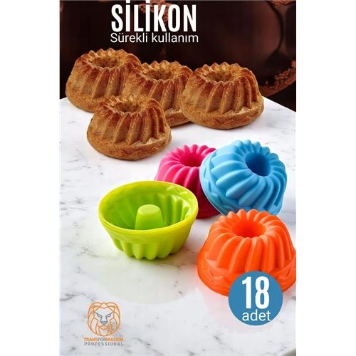 Silikon Göbekli Muffin CupCake Kalıbı - Sürekli Kullanım Muffin Kek Kalıbı 18 ADET ürün görseli 1
