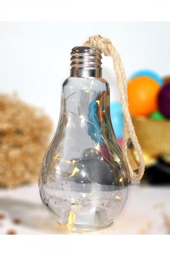 Ampül Içinde Led Lamba Pilli 22 Cm Siyah Dekoratif Hediyelik - 2