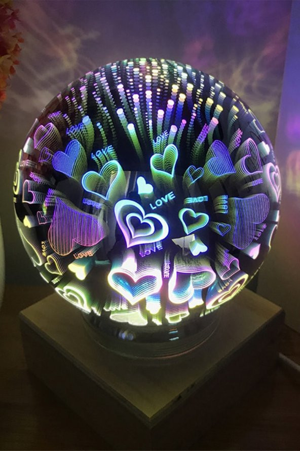 Romantic Firework Light 3d Kalp Aydınlatmalı Küre