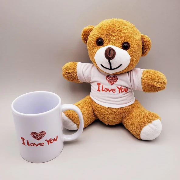 Kahverengi Ayıcık ve Baskılı Kupa Seti ürün görseli 1