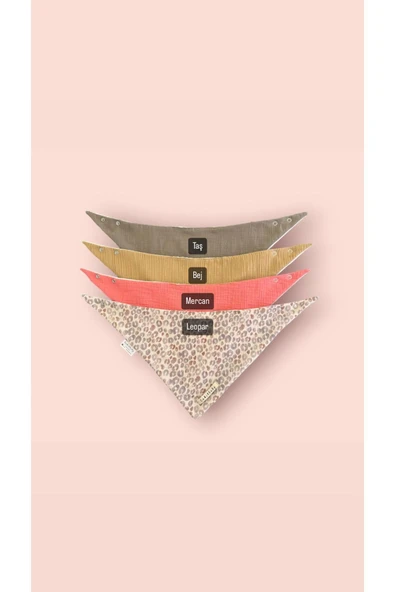 4 Adet Sıvı Geçirmez Müslin Oval Fular Önlük, %100 Pamuk ürün görseli 1