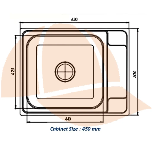 63 X 50 Mutfak Eviyesi 6350gr Keten Sol Damlalıklı - Resim 2