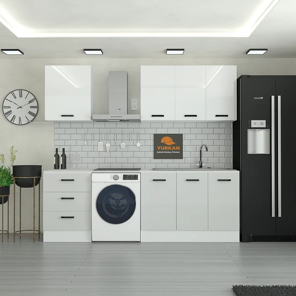 185 cm Mutfak Dolabı Gümüş MDF Kapak Tezgah Dahil YRKN185 100 ürün görseli 1