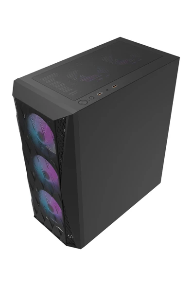 AIGO DK352 AT-650W 80+ Bronze USB3.0 4×12CM Fan Temperli Cam Siyah E-ATX Kasa - Resim 7