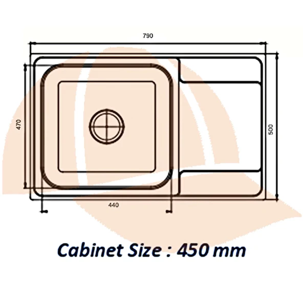 79 X 50 Mutfak Eviyesi 7950gr Keten Sağ Damlalıklı - Resim 2