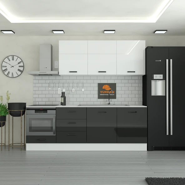 240 cm Mutfak Dolabı  MDF Kapak Tezgah Dahil YRKN240 99 ürün görseli 1