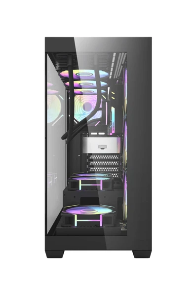 AIGO DS900 AT-750W 80+ Bronze USB3.0 Type-C 4×12CM Fan Temperli Cam Siyah ATX Kasa - Resim 6