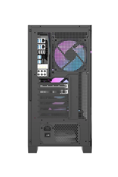 AIGO DRX70 Mesh AT-750W 80+ Bronze USB3.0 Type-C 4×12CM Fan Temperli Cam Siyah ATX Kasa - Resim 6