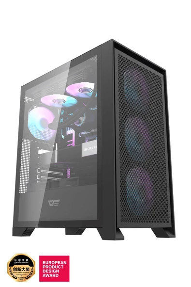 AIGO DRX70 Mesh AT-750W 80+ Bronze USB3.0 Type-C 4×12CM Fan Temperli Cam Siyah ATX Kasa - Resim 2