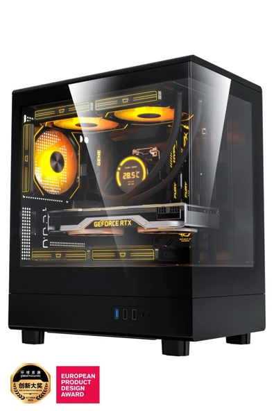 AIGO DB330M USB3.0 3×12CM Fan Temperli Cam Siyah mATX Kasa (PSU Yok) - Resim 2