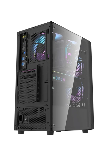 AIGO A290 USB3.0 3×12CM Fan Temperli Cam Siyah ATX Kasa (PSU Yok) - Resim 8