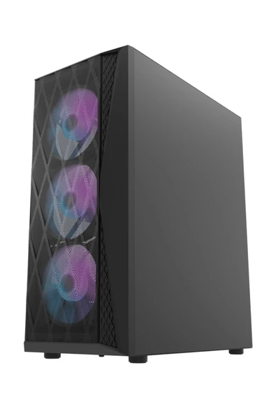 AIGO DK352 AT-650W 80+ Bronze USB3.0 4×12CM Fan Temperli Cam Siyah E-ATX Kasa - Resim 3