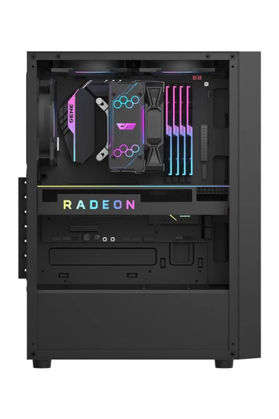 AIGO A290 USB3.0 3×12CM Fan Temperli Cam Siyah ATX Kasa (PSU Yok) - Resim 2