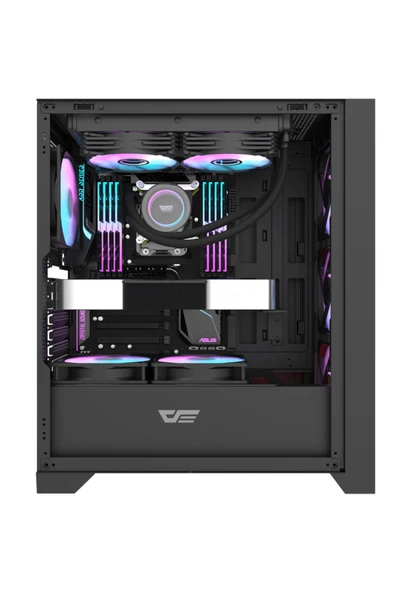 AIGO DRX70 Mesh AT-750W 80+ Bronze USB3.0 Type-C 4×12CM Fan Temperli Cam Siyah ATX Kasa - Resim 4