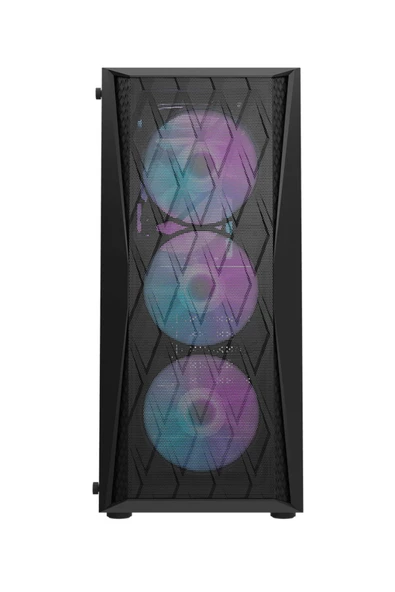 AIGO DK352 AT-650W 80+ Bronze USB3.0 4×12CM Fan Temperli Cam Siyah E-ATX Kasa - Resim 4