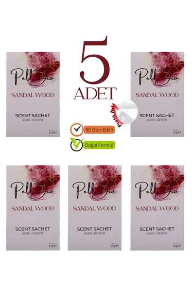 Pelldio 5'li Sandal Wood Ayakkabılık Dolap Ve Çekmece Parfümlü Kese Kokusu Oda Koku Kesesi ürün görseli 1