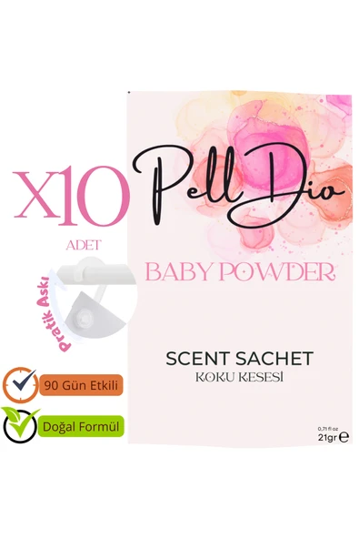 Pelldio 10'lu Baby Powder Ayakkabılık Dolap Ve Çekmece Parfümlü Kese Kokusu Oda Koku Kesesi ürün görseli 1