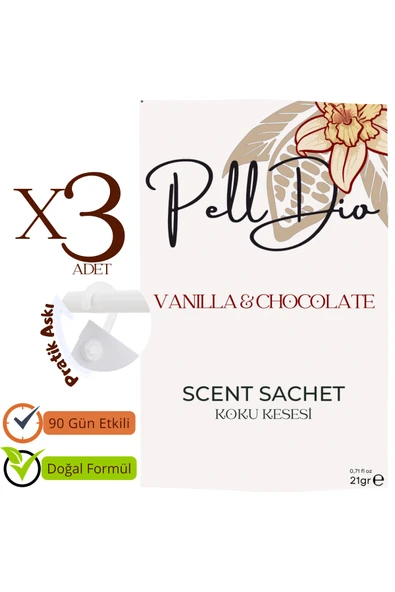 Pelldio 3'lü Vanilla Ayakkabılık Dolap Ve Çekmece Parfümlü Kese Kokusu Oda Koku Kesesi ürün görseli 1