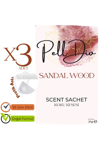 Pelldio 3'lü Sandal Wood Ayakkabılık Dolap Ve Çekmece Parfümlü Kese Kokusu Oda Koku Kesesi - Resim 2