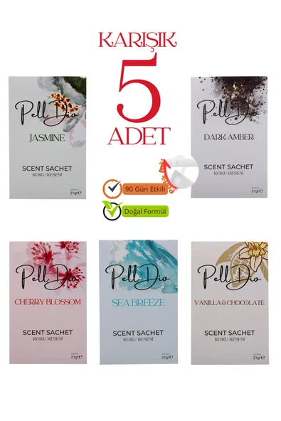 Pelldio 5'li Karışık Ayakkabılık Dolap Ve Çekmece Parfümlü Kese Kokusu Oda Koku Kesesi-2 ürün görseli 1