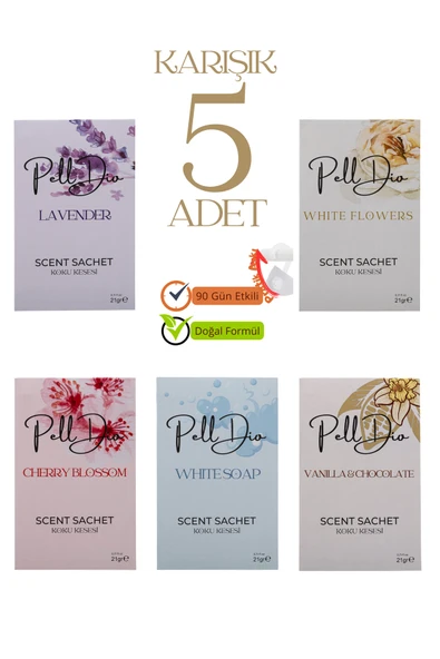 Pelldio 5'li Karışık Ayakkabılık Dolap Ve Çekmece Parfümlü Kese Kokusu Oda Koku Kesesi-3 ürün görseli 1