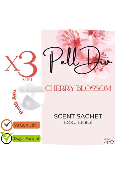 Pelldio 3'lü Cherry Blossom Ayakkabılık Dolap Ve Çekmece Parfümlü Kese Kokusu Oda Koku Kesesi - Resim 2