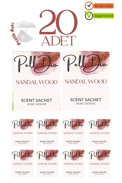 Pelldio 20'li Sandal Wood Ayakkabılık Dolap Ve Çekmece Parfümlü Kese Kokusu Oda Koku Kesesi ürün görseli 1