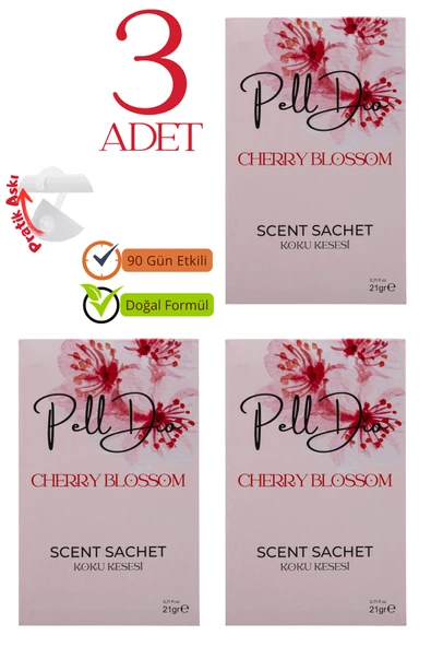 Pelldio 3'lü Cherry Blossom Ayakkabılık Dolap Ve Çekmece Parfümlü Kese Kokusu Oda Koku Kesesi ürün görseli 1