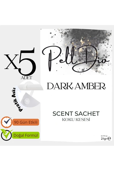Pelldio 5'li Dark Amber Ayakkabılık Dolap Ve Çekmece Parfümlü Kese Kokusu Oda Koku Kesesi - Resim 2