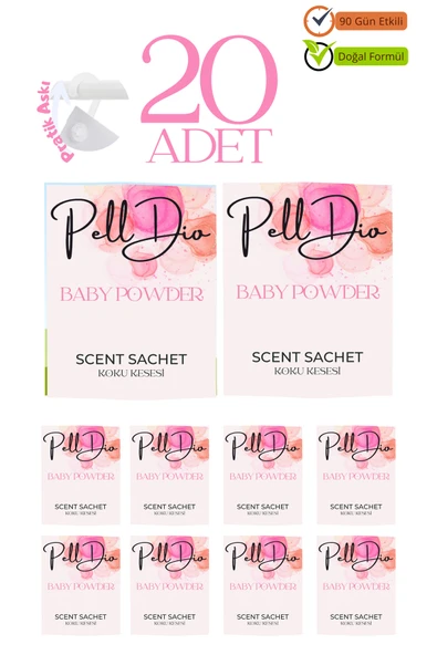 Pelldio 20'li Baby Powder Ayakkabılık Dolap Ve Çekmece Parfümlü Kese Kokusu Oda Koku Kesesi ürün görseli 1