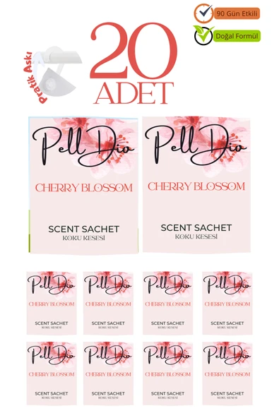 Pelldio 20'li Cherry Blossom Ayakkabılık Dolap Ve Çekmece Parfümlü Kese Kokusu Oda Koku Kesesi ürün görseli 1