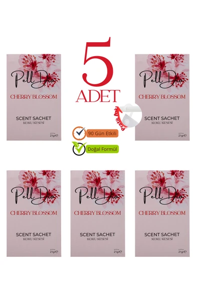 Pelldio 5'li Cherry Blossom Ayakkabılık Dolap Ve Çekmece Parfümlü Kese Kokusu Oda Koku Kesesi ürün görseli 1