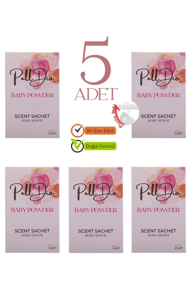 Pelldio 5'li Baby Powder Ayakkabılık Dolap Ve Çekmece Parfümlü Kese Kokusu Oda Koku Kesesi ürün görseli 1