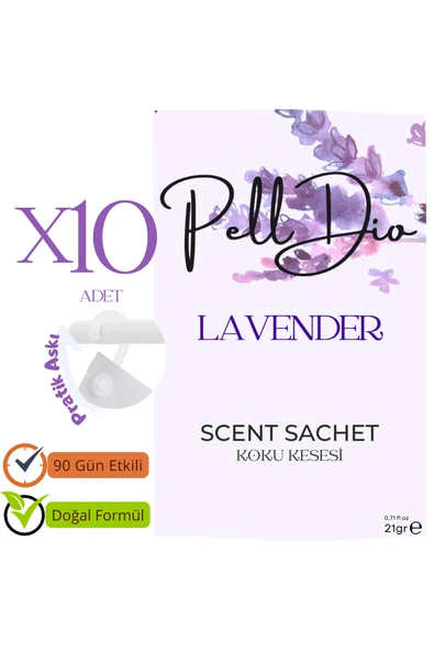 Pelldio 10'lu Lavender Ayakkabılık Dolap Ve Çekmece Parfümlü Kese Kokusu Oda Koku Kesesi ürün görseli 1
