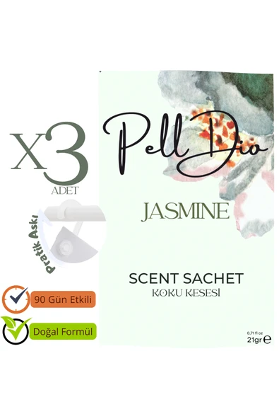 Pelldio 3'lü Jasmine Ayakkabılık Dolap Ve Çekmece Parfümlü Kese Kokusu Oda Koku Kesesi - Resim 2