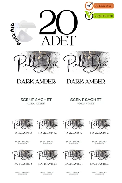 Pelldio 20'li Dark Amber Ayakkabılık Dolap Ve Çekmece Parfümlü Kese Kokusu Oda Koku Kesesi ürün görseli 1