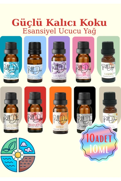 Pelldio 10'lu Esansiyel Uçucu Koku Yağı Buhurdanlık Yağı Difüzör Esansı Hobi Esans Ortam Oda 10ml ürün görseli 1