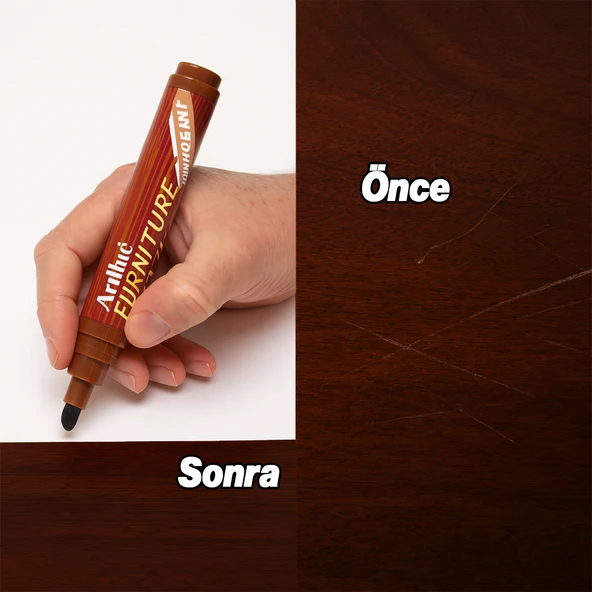 Mobilya Rötuş Kalemi Ahşap Masa Sehpa Dolap Kalemi Parke Çizik Giderici Çatlak Kapatıcı Maun Renk - Resim 2