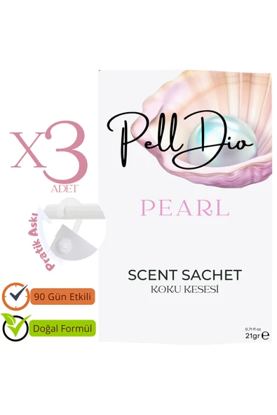 Pelldio 3'lü Pearl Ayakkabılık Dolap Ve Çekmece Parfümlü Kese Kokusu Oda Koku Kesesi ürün görseli 1
