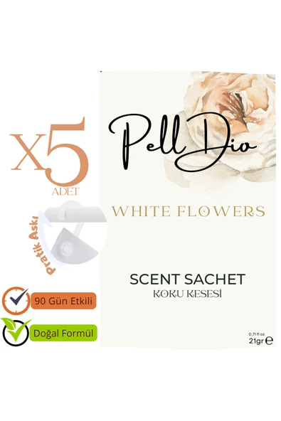 Pelldio 5'li White Flowers Ayakkabılık Dolap Ve Çekmece Parfümlü Kese Kokusu Oda Koku Kesesi - Resim 2