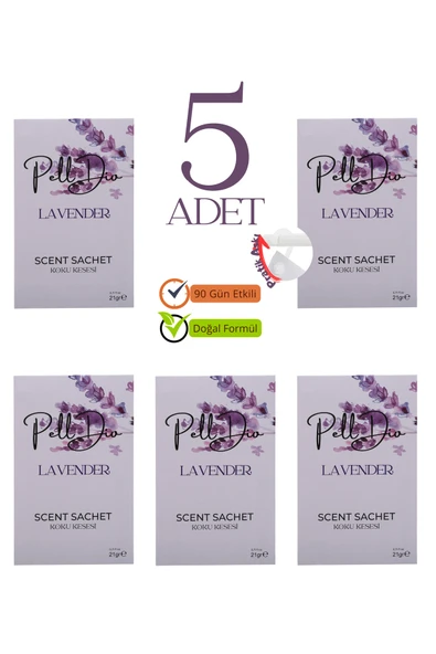 Pelldio 5'li Lavender Ayakkabılık Dolap Ve Çekmece Parfümlü Kese Kokusu Oda Koku Kesesi ürün görseli 1